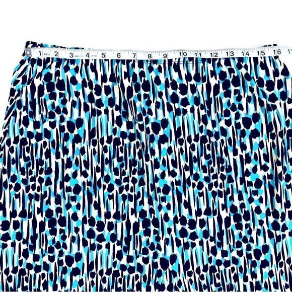 Laura Ashley Womens A-Line Flared Turquoise Black Contemporary Skirt Size Large - Picture 7 of 8